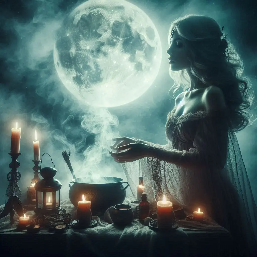 Como Fazer um Ritual de Lua Cheia: Aproveitando a Magia da Plenitude Lunar - imagem gerada por IA