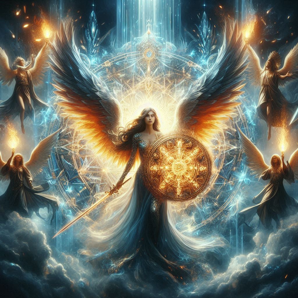 Escudos energéticos angelicais / imagem gerada por IA / Bing Image Creator / bandoleiro.com