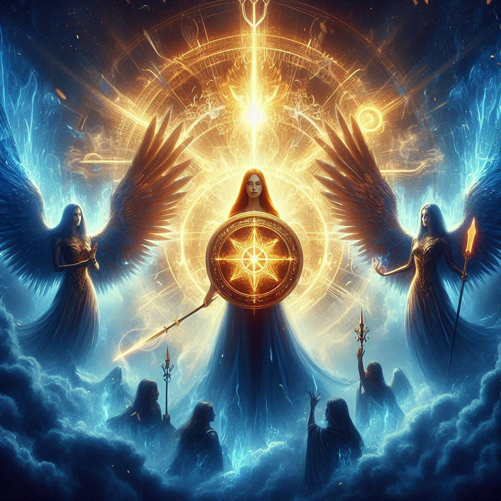 Escudos energéticos angelicais / imagem gerada por IA / Bing Image Creator / bandoleiro.com