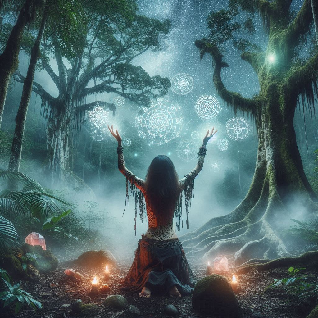 Sabedoria Nativa: Ecos Ocultos das Selvas e dos Espíritos / imagem gerada por Ia / Bing image creator / bandoleiro.com