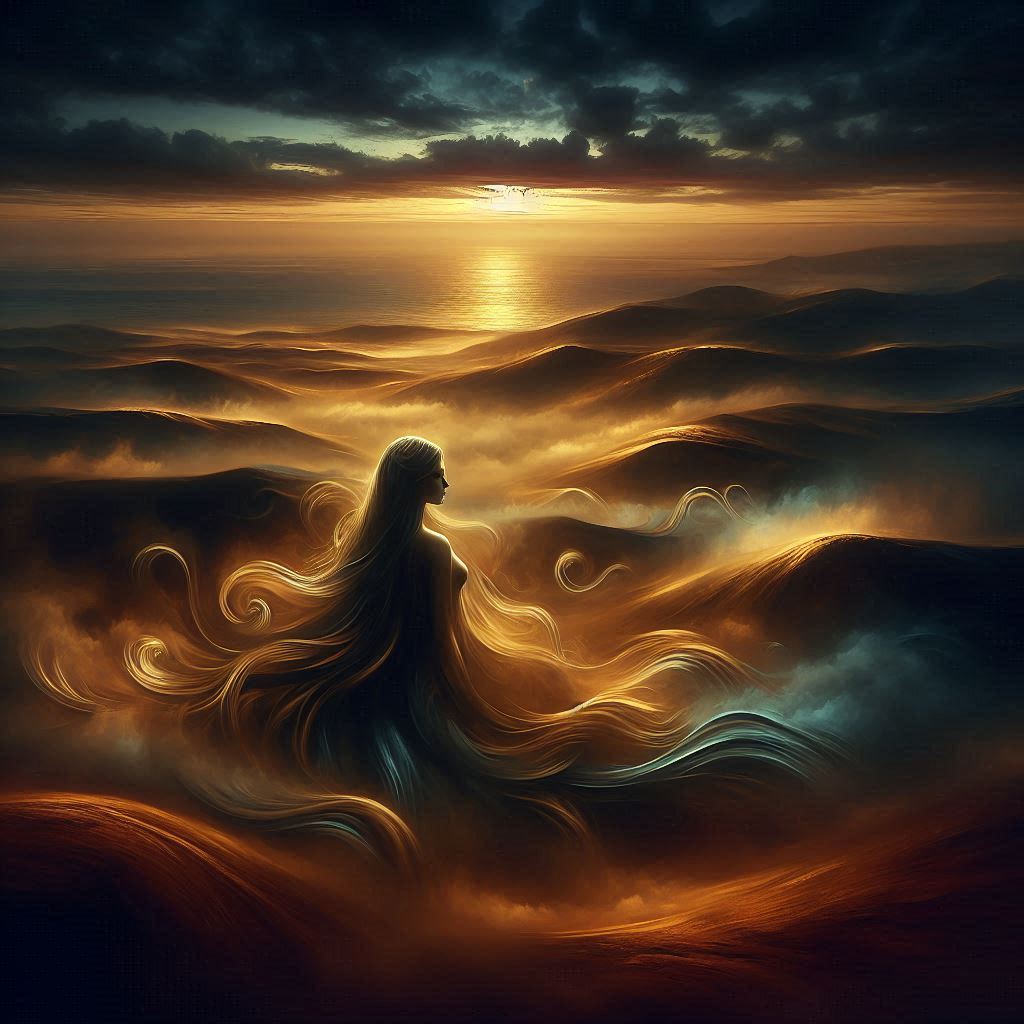 A Senhora dos Encantos Eternos / imagem gerada por IA / Bing Image Creator / bandoleiro.com