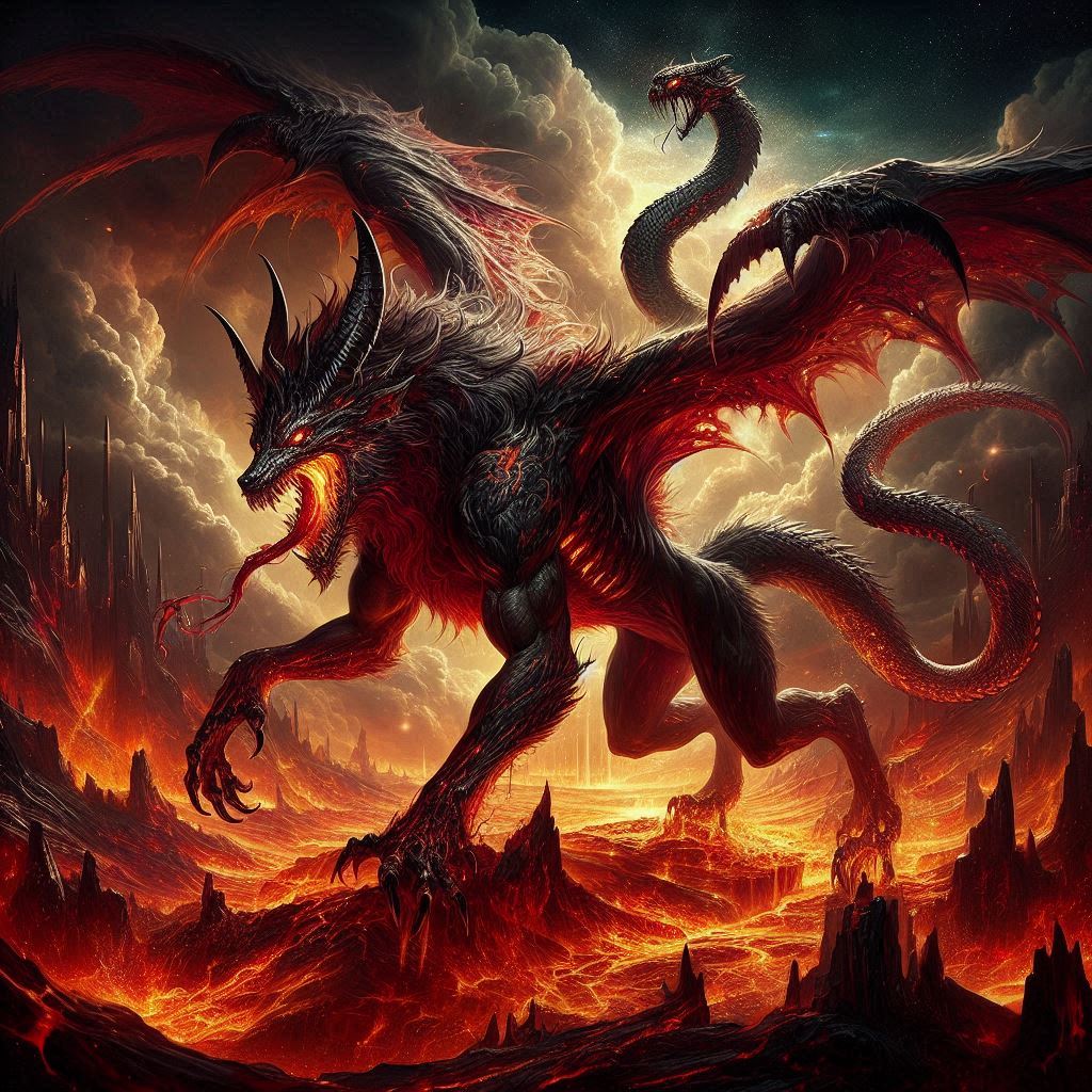 O lobo alado do inferno / imagem gerada por IA / Bing Image Creator / bandoleiro.com