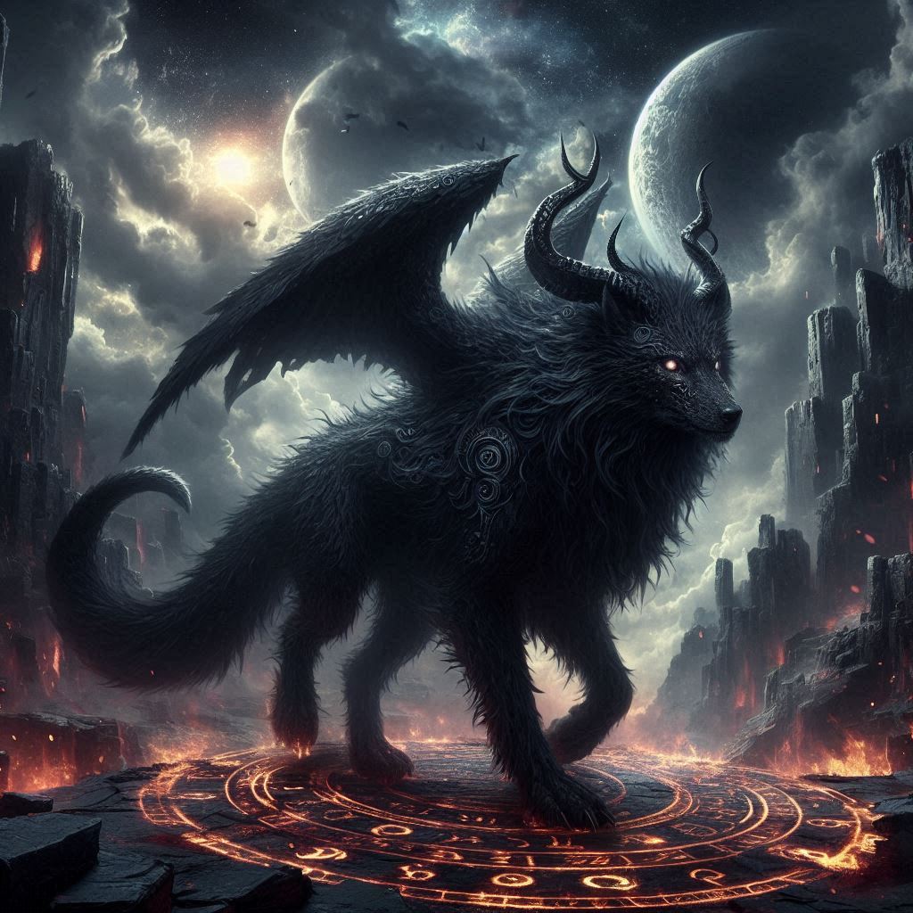 Marchosias: O lobo alado do inferno / imagem gerada por IA / Bing Image Creator / bandoleiro.com
