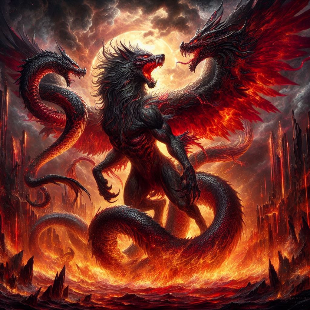 Marchosias: O lobo alado do inferno / imagem gerada por IA / Bing Image Creator / bandoleiro.com