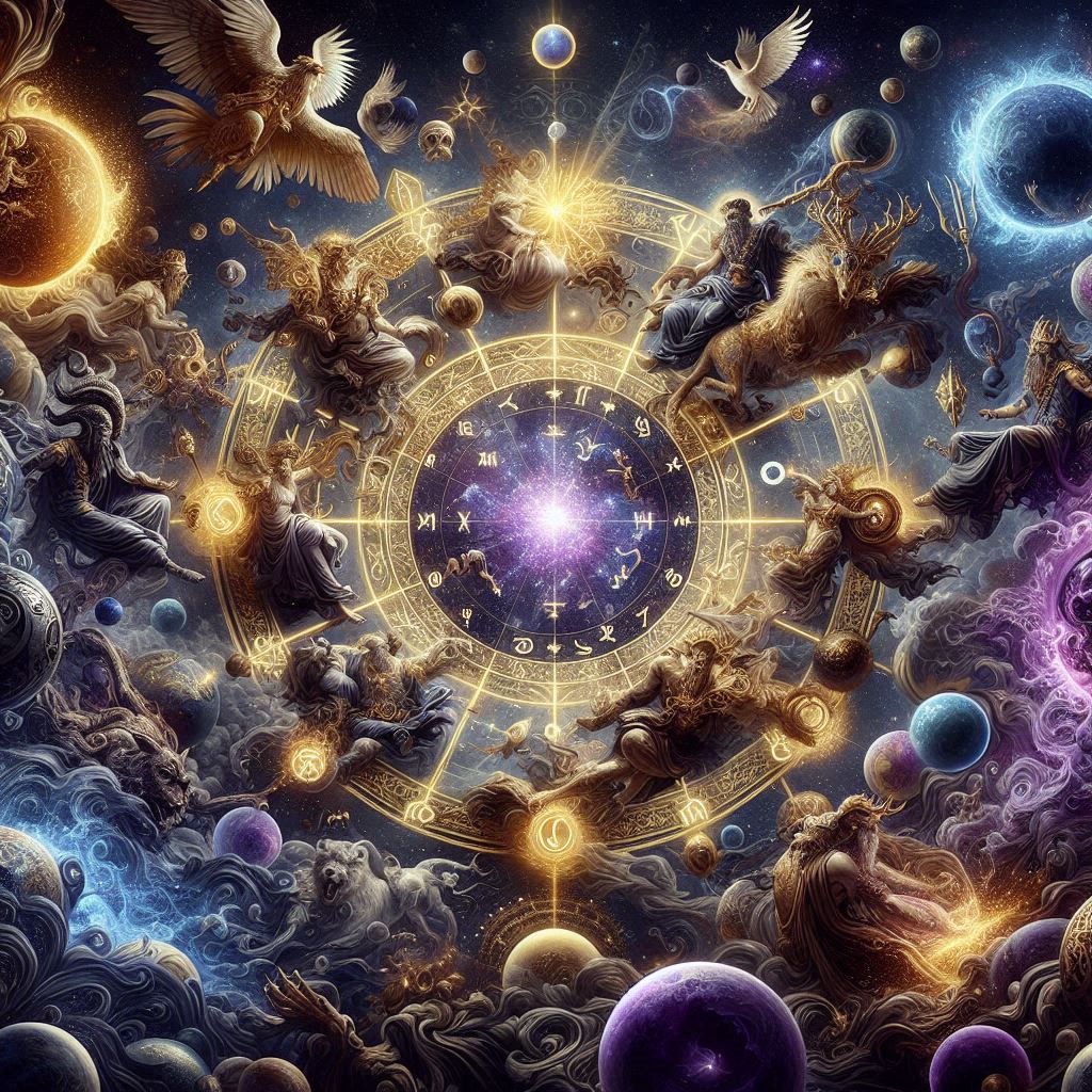 Os signos e a mitologia: Os segredos dos deuses no zodíaco / imagem gerada por IA / Bing Image Creator / bandoleiro.com