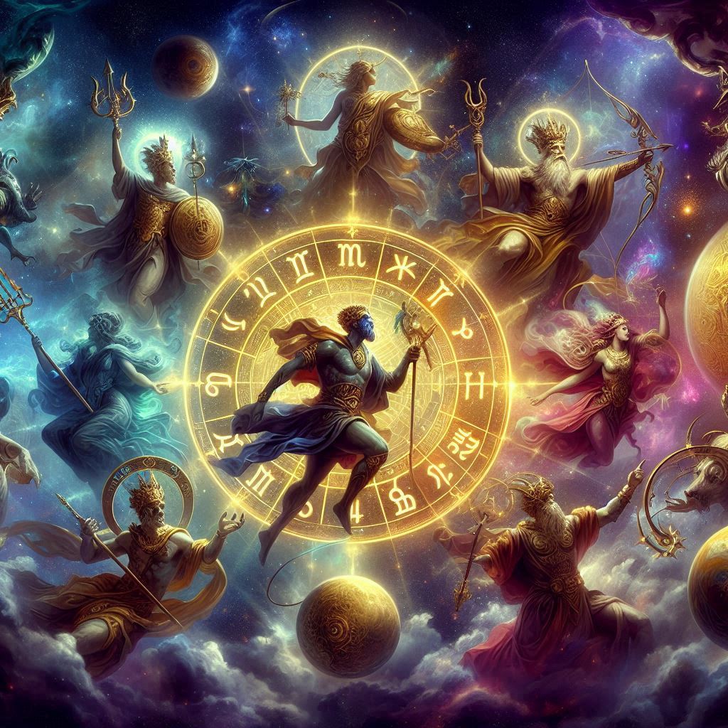 Os signos e a mitologia: Os segredos dos deuses no zodíaco / imagem gerada por IA / Bing Image Creator / bandoleiro.com