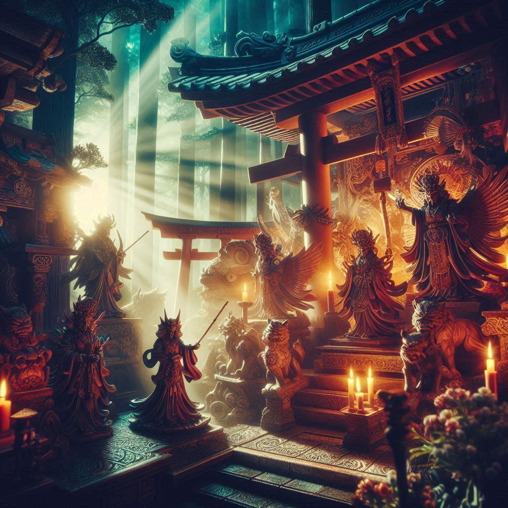 Xintoísmo e os espíritos da natureza do Japão antigo / imagem gerada por IA / Bing Image Creator / bandoleiro.com