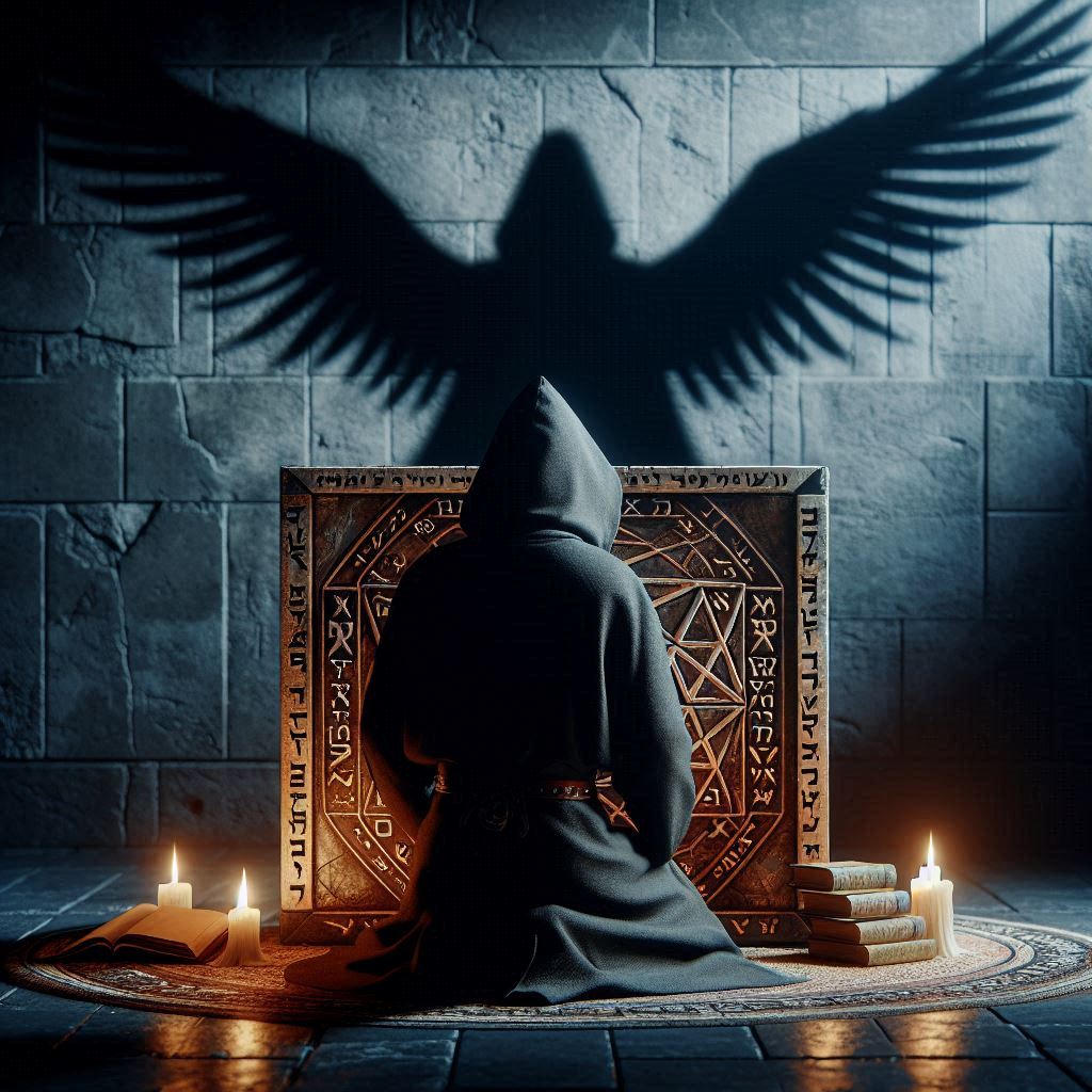 O grimório da magia sagrada / imagem gerada por IA / Bing Image Creator / bandoleiro.com