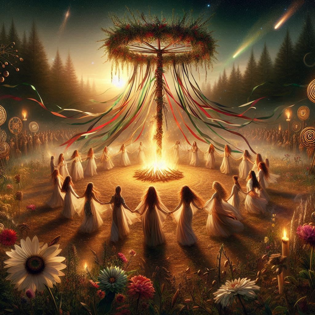 Beltane: o véu ardente da fertilidade e das chamas antigas / imagem gerada por IA - Bing Image Creator / bandoleiro.com