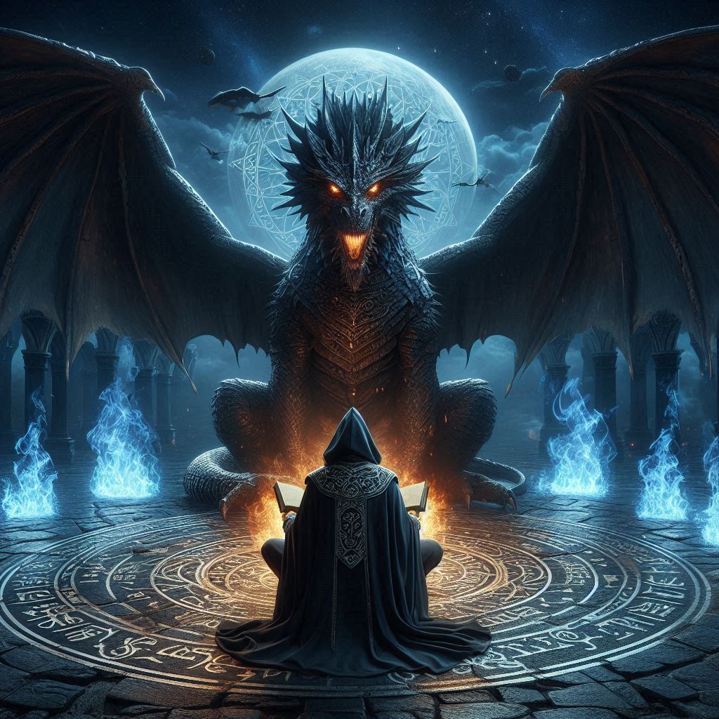 Draconis Nigrae Pactum: o juramento secreto do dragão negro / imagem gerada por IA / Bing Image Creator / bandoleiro.com