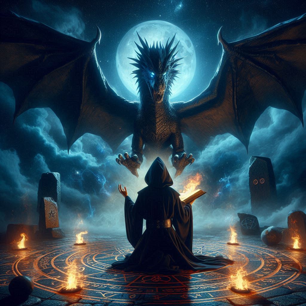 O juramento secreto do dragão negro / imagem gerada por IA / Bing Image Creator / bandoleiro.com