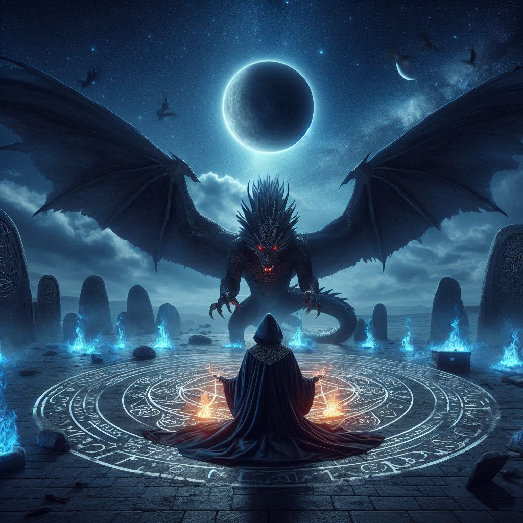 Draconis Nigrae Pactum: o juramento secreto do dragão negro / imagem gerada por IA / Bing Image Creator / bandoleiro.com