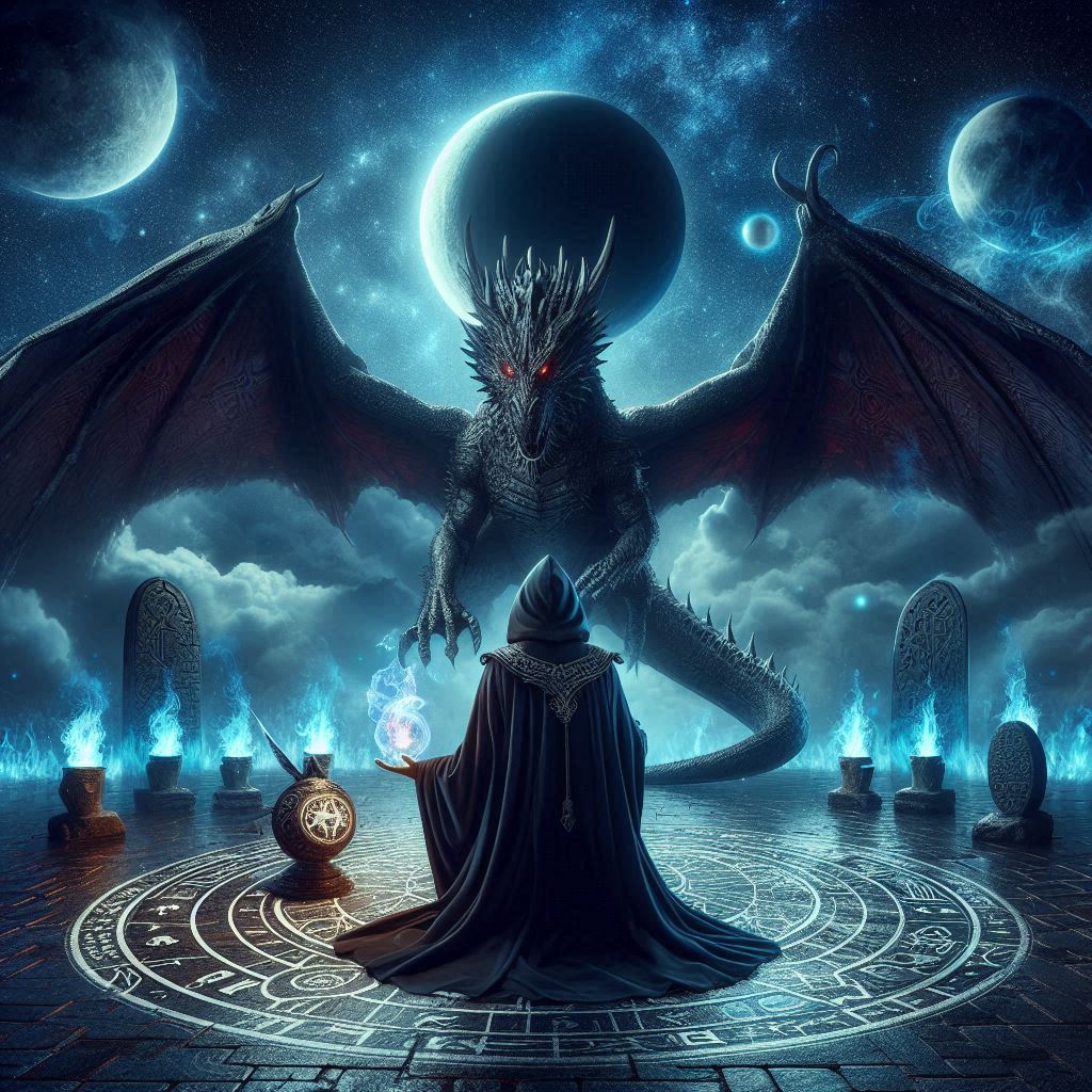 O juramento secreto do dragão negro / imagem gerada por IA / Bing Image Creator / bandoleiro.com
