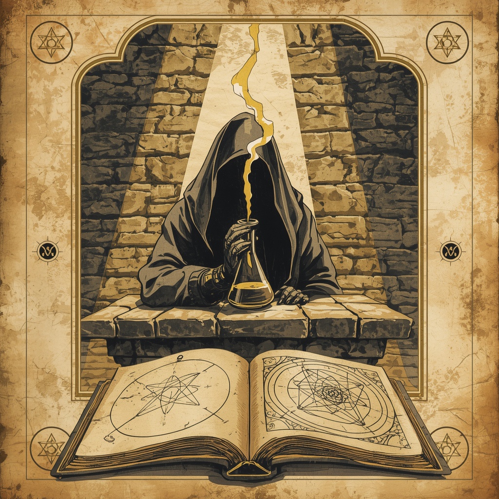 Magia medieval: Entre grimórios, alquimistas e o invisível - imagem by leonardo.ai